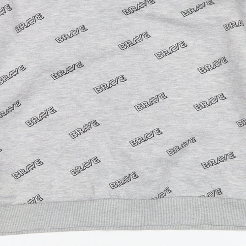 Primark Girls Grey Spotted Cotton Pullover Sweatshirt Size 9-10 Years   - Cropped