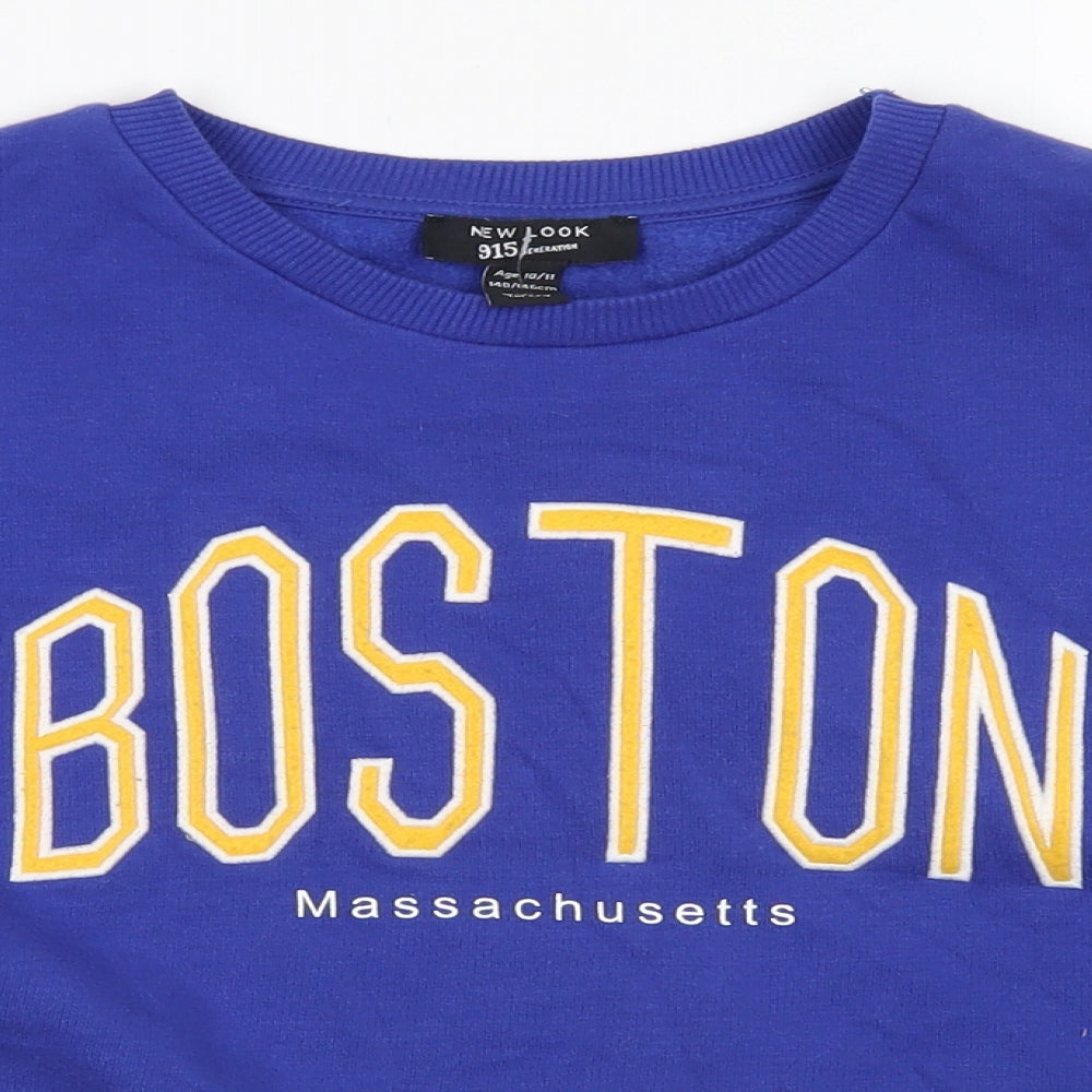 915 Generation Girls Blue  Polyester Pullover Sweatshirt Size 10-11 Years   - Cropped