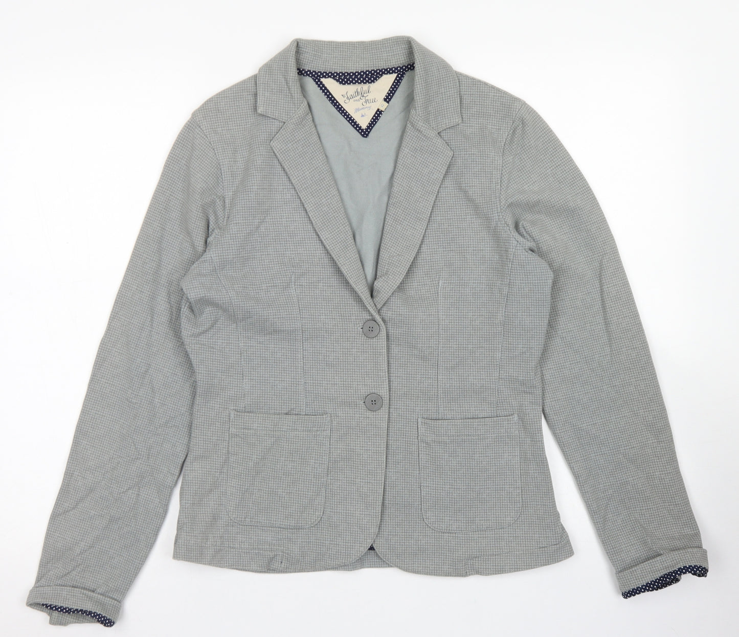 Mantaray Womens Blue Houndstooth Cotton Jacket Blazer Size 12