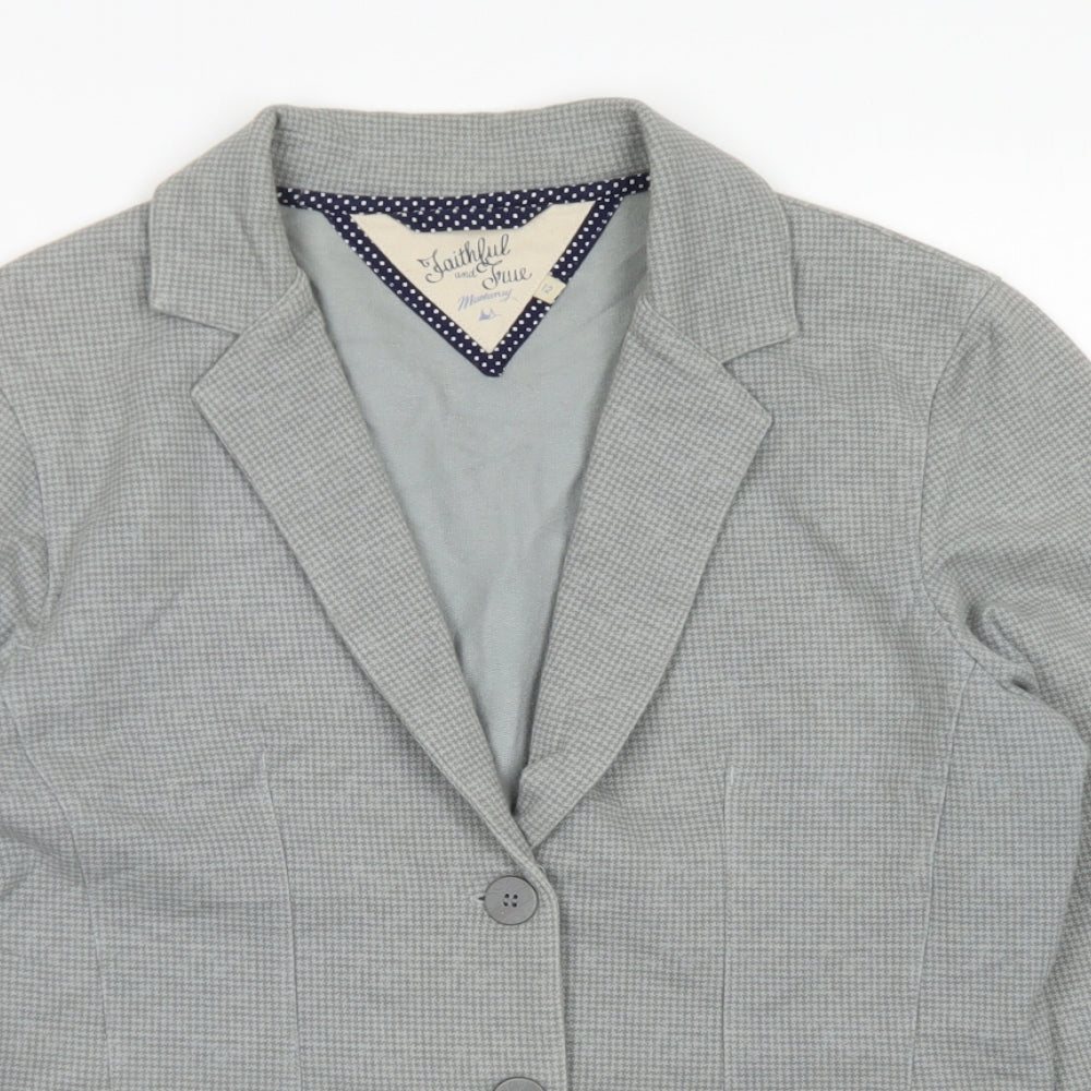 Mantaray Womens Blue Houndstooth Cotton Jacket Blazer Size 12