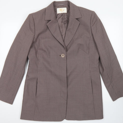 Country Casuals Womens Pink Houndstooth Polyester Jacket Blazer Size 14