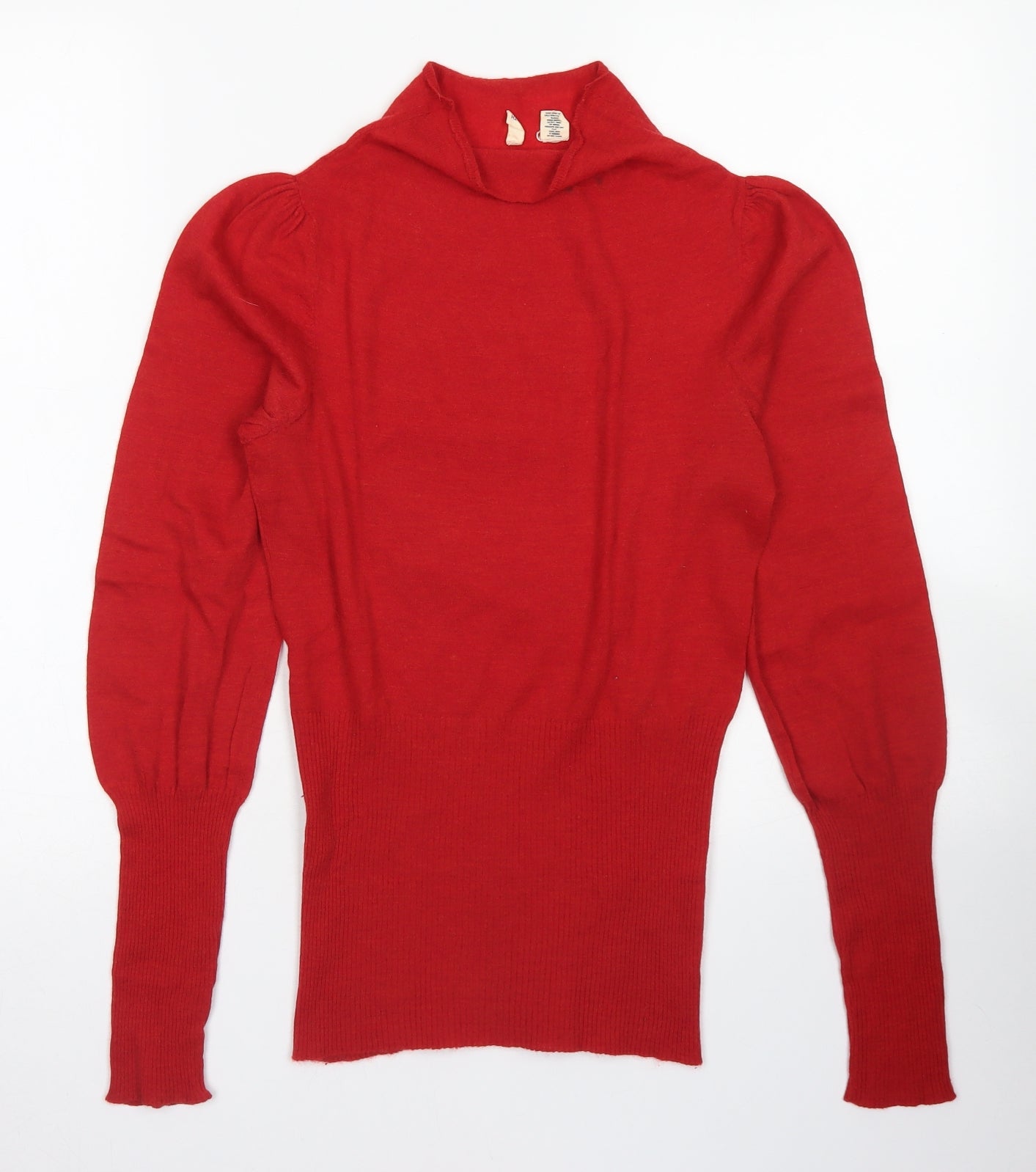 MOTH Womens Red Mock Neck  Wool Pullover Jumper Size S