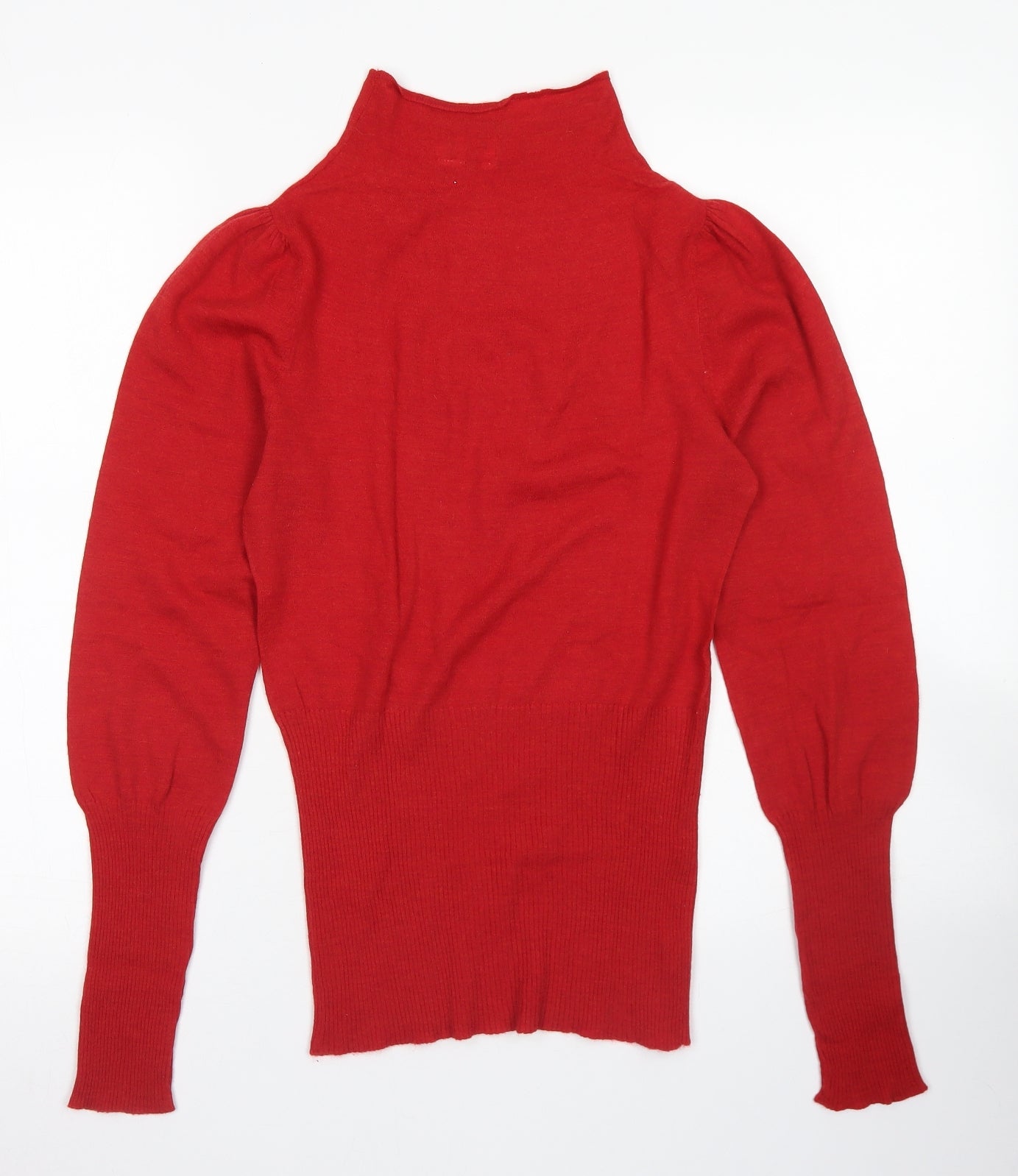 MOTH Womens Red Mock Neck  Wool Pullover Jumper Size S