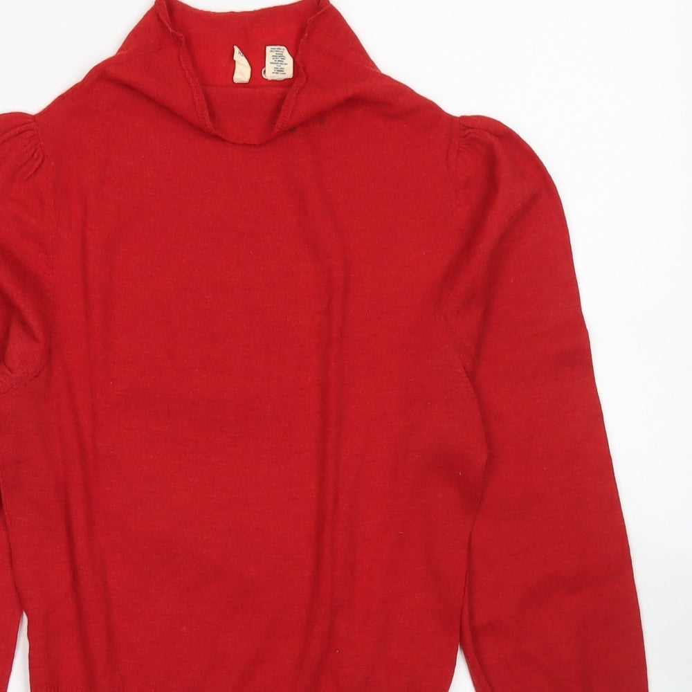 MOTH Womens Red Mock Neck  Wool Pullover Jumper Size S