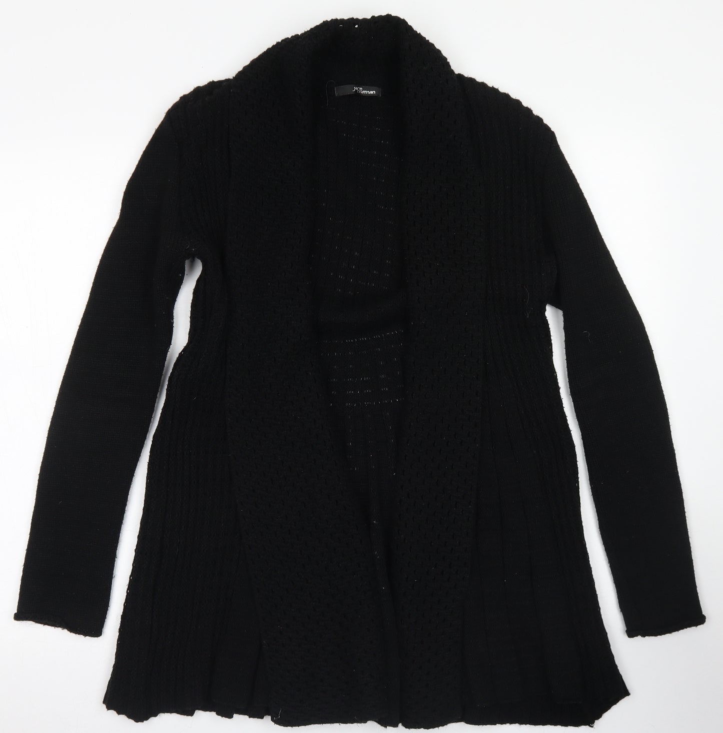 Jane Norman Womens Black Collared  Acrylic Cardigan Jumper Size 12