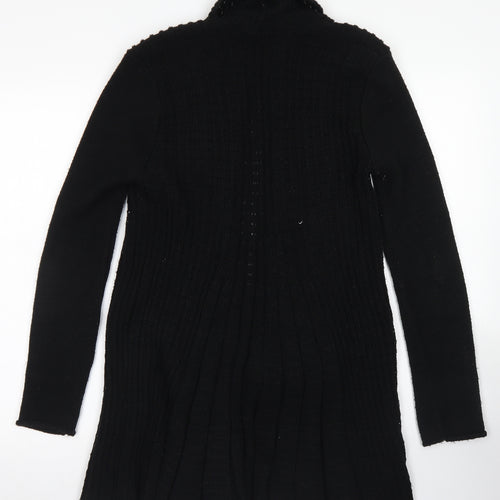 Jane Norman Womens Black Collared  Acrylic Cardigan Jumper Size 12