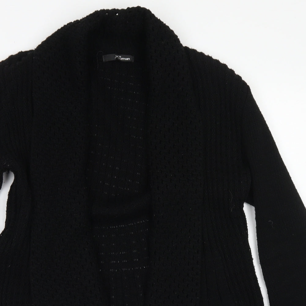 Jane Norman Womens Black Collared  Acrylic Cardigan Jumper Size 12