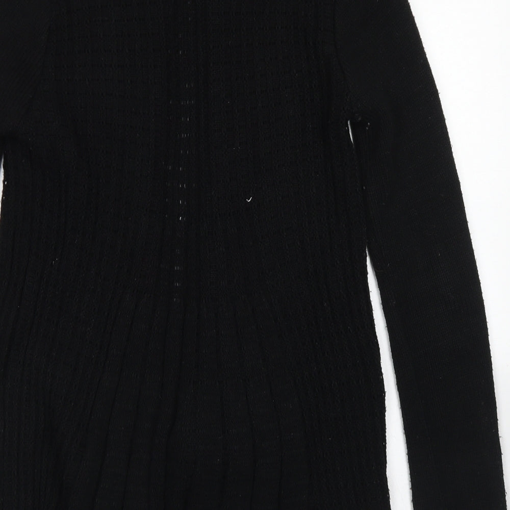 Jane Norman Womens Black Collared  Acrylic Cardigan Jumper Size 12