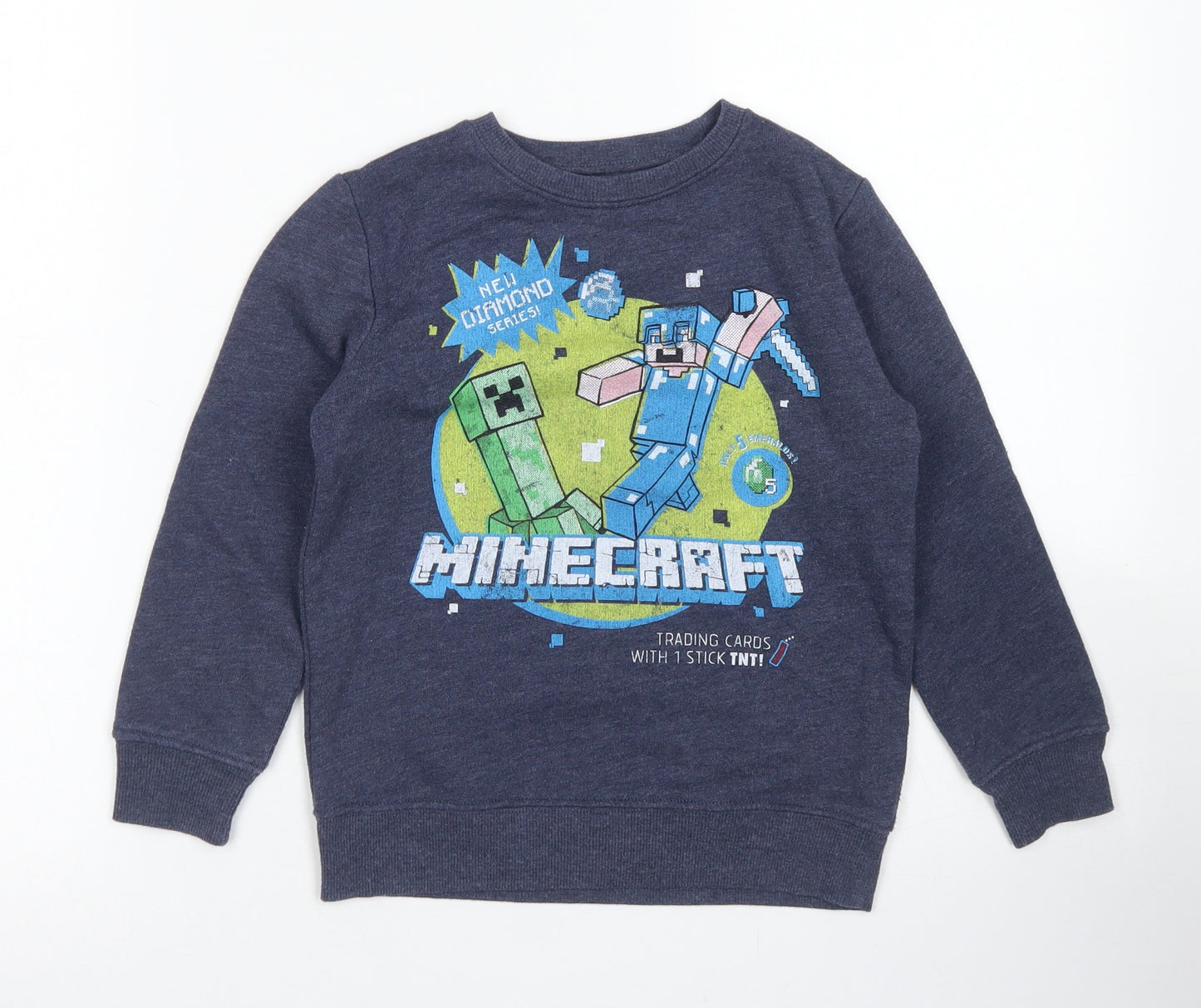 NEXT Boys Blue  Cotton Pullover Sweatshirt Size 6 Years   - Minecraft