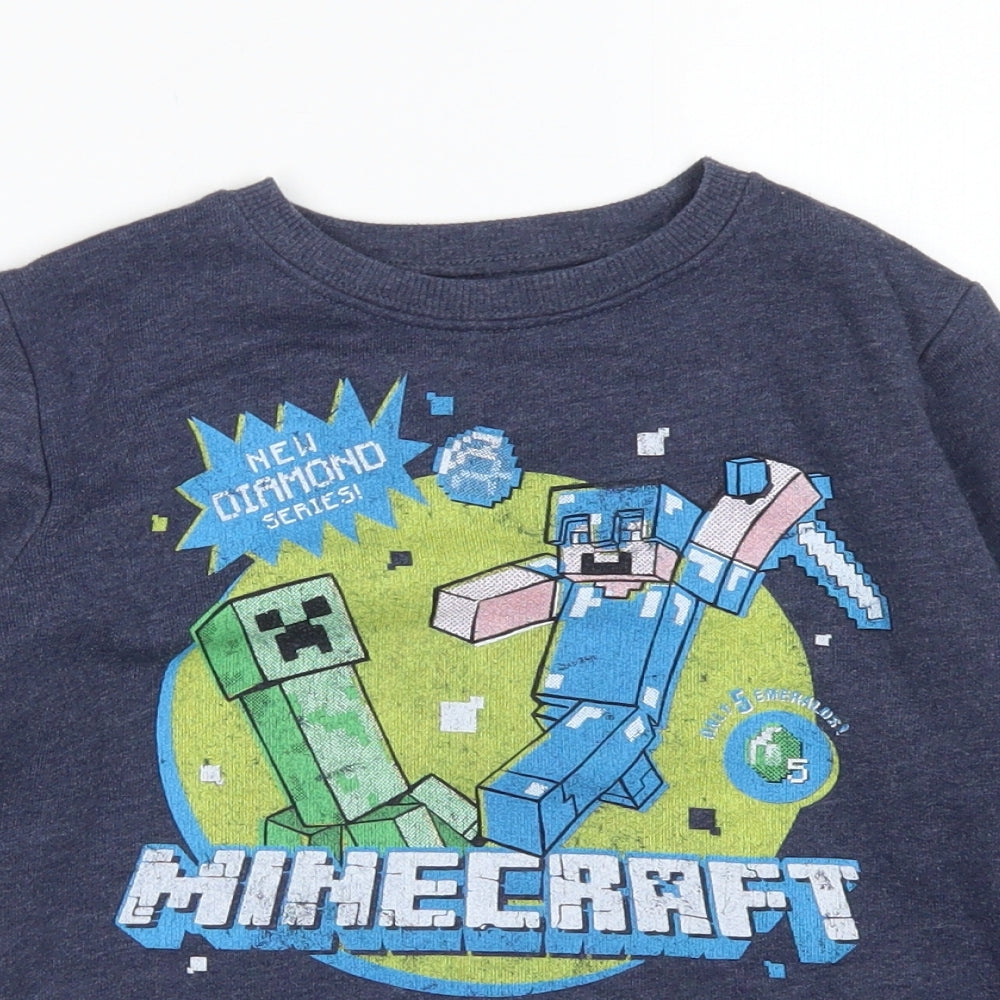 NEXT Boys Blue  Cotton Pullover Sweatshirt Size 6 Years   - Minecraft