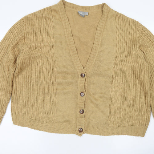 ASOS Womens Brown V-Neck  Acrylic Cardigan Jumper Size 12