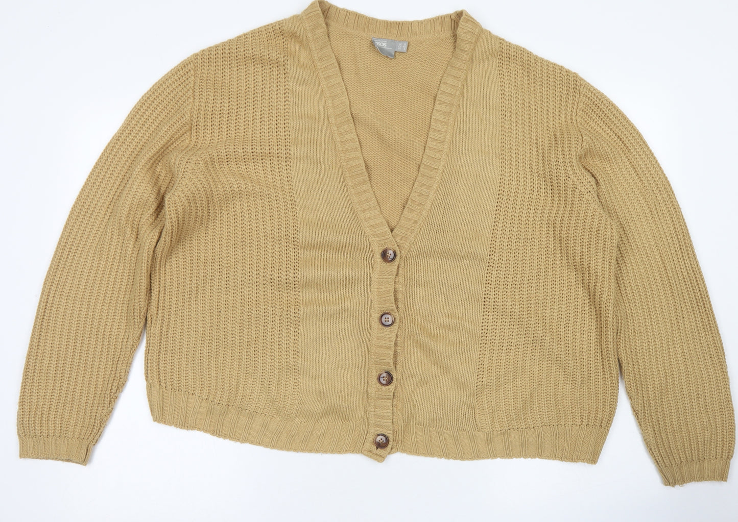 ASOS Womens Brown V-Neck  Acrylic Cardigan Jumper Size 12