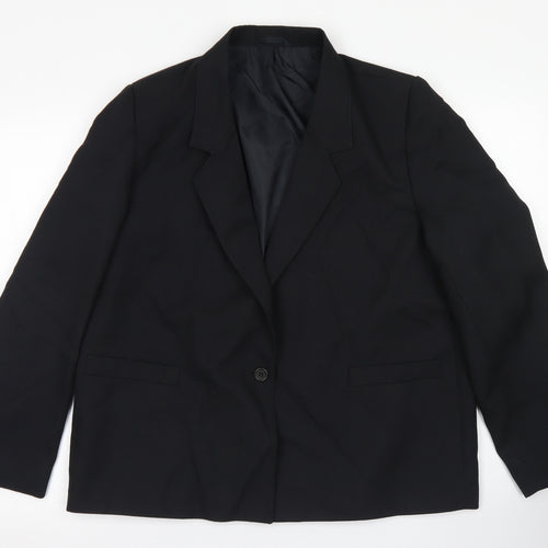 Preworn Womens Black  Polyester Jacket Blazer Size 18