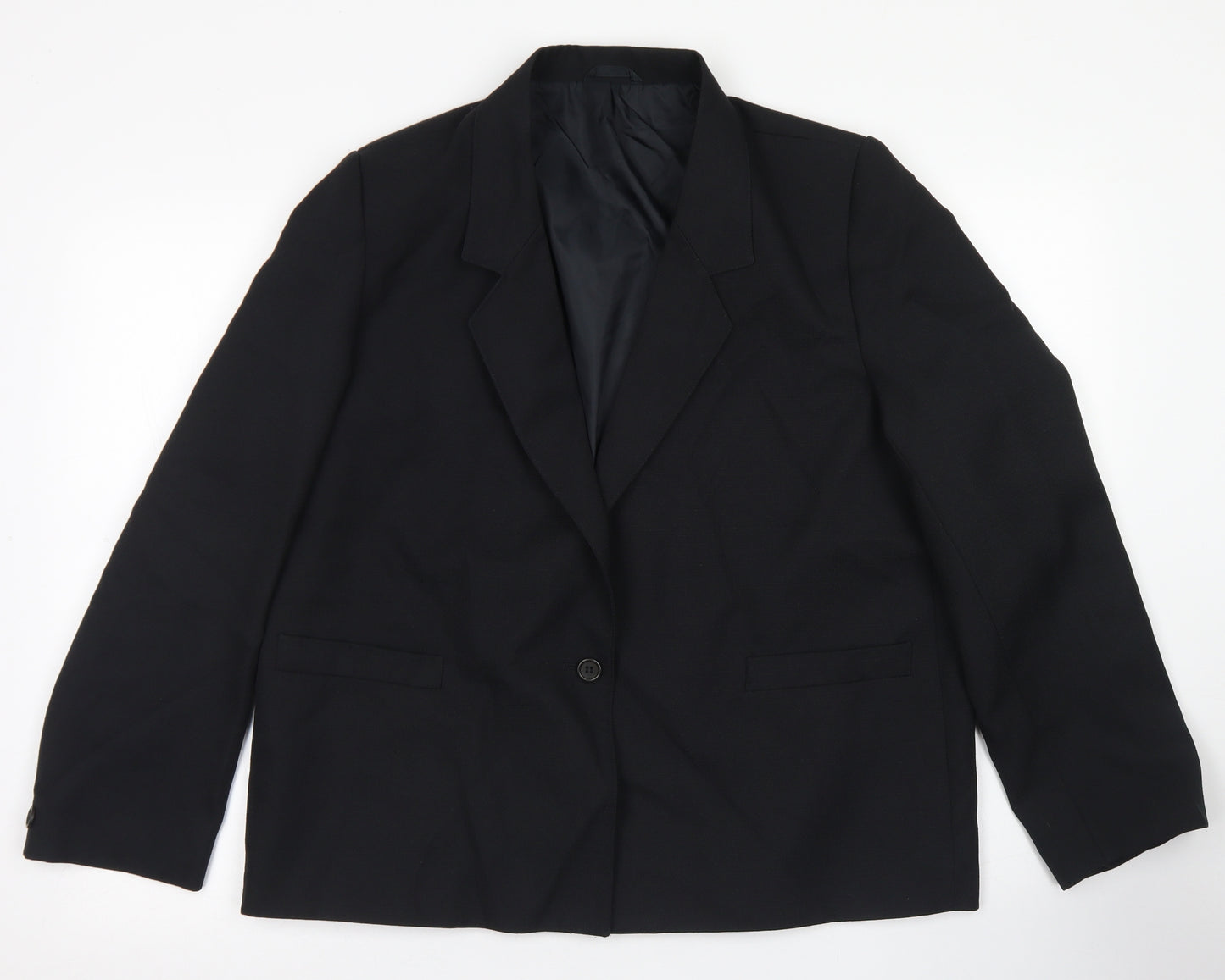 Preworn Womens Black  Polyester Jacket Blazer Size 18