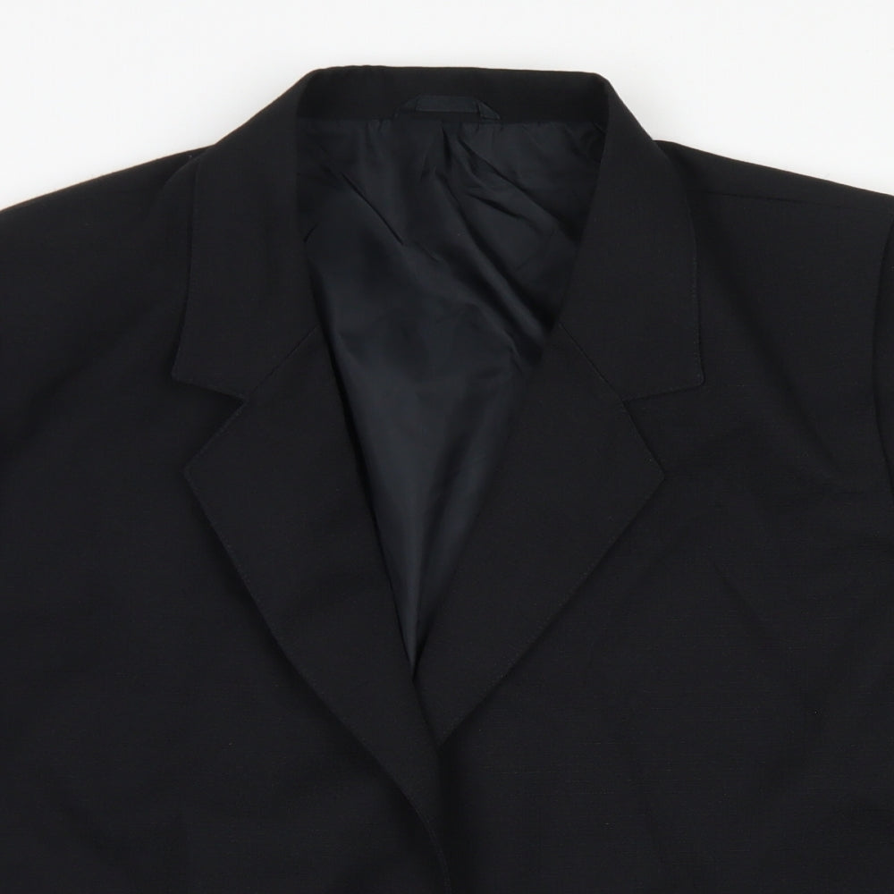 Preworn Womens Black  Polyester Jacket Blazer Size 18