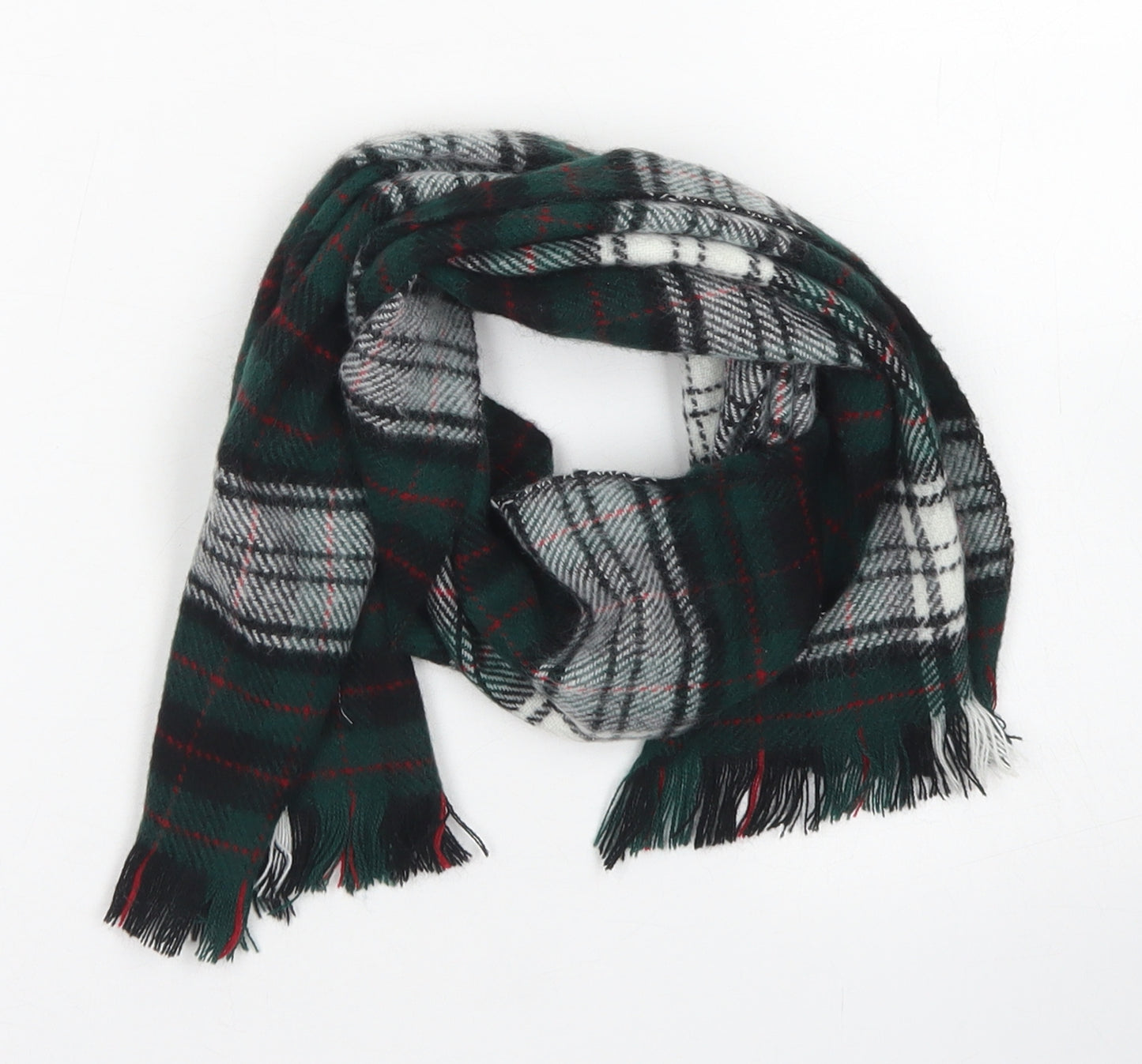 Preworn Womens Green Plaid Acrylic  Scarf