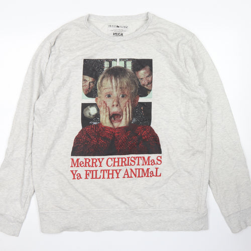 Primark Mens Grey  Cotton Pullover Sweatshirt Size 2XL   - Home Alone Christmnas