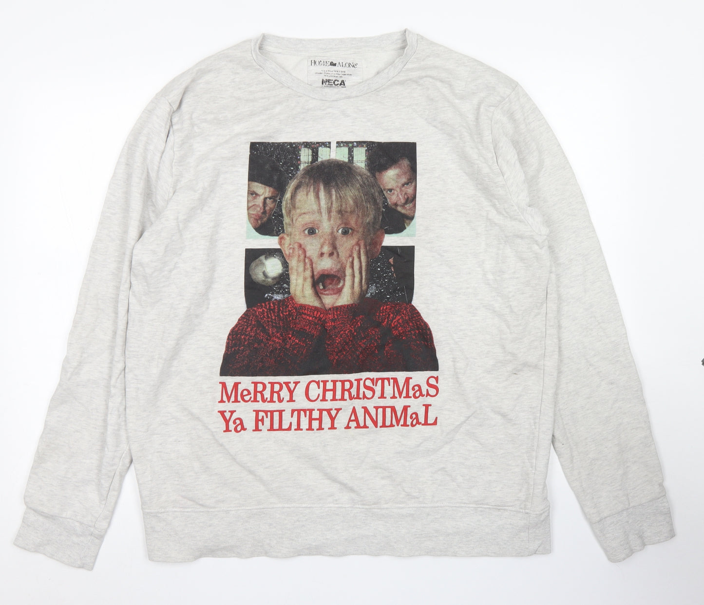 Primark Mens Grey  Cotton Pullover Sweatshirt Size 2XL   - Home Alone Christmnas