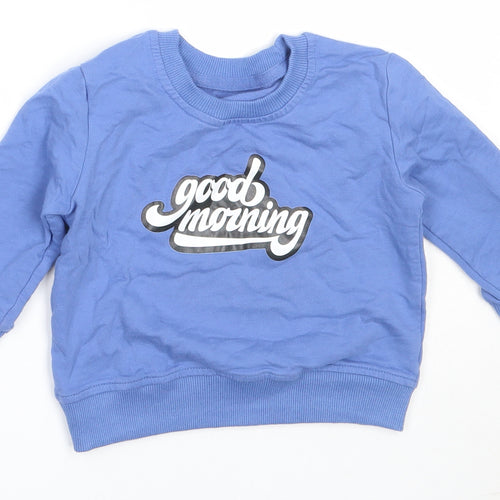 SheIn Boys Blue  Cotton Pullover Sweatshirt Size 2 Years