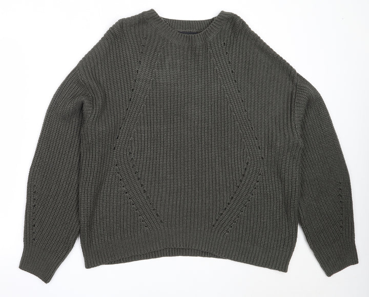 New Look Womens Green Round Neck  Acrylic Pullover Jumper Size L