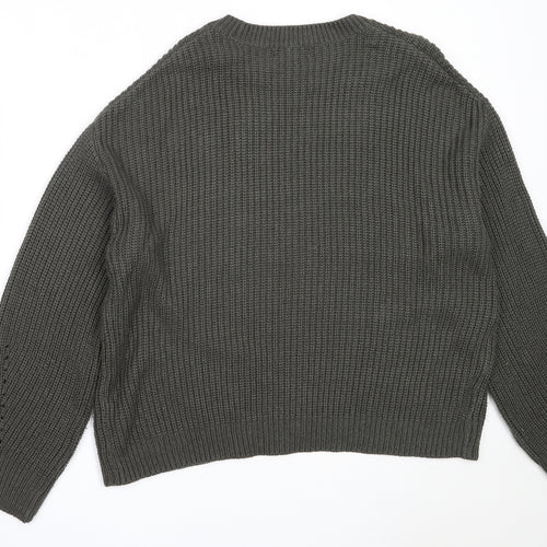 New Look Womens Green Round Neck  Acrylic Pullover Jumper Size L