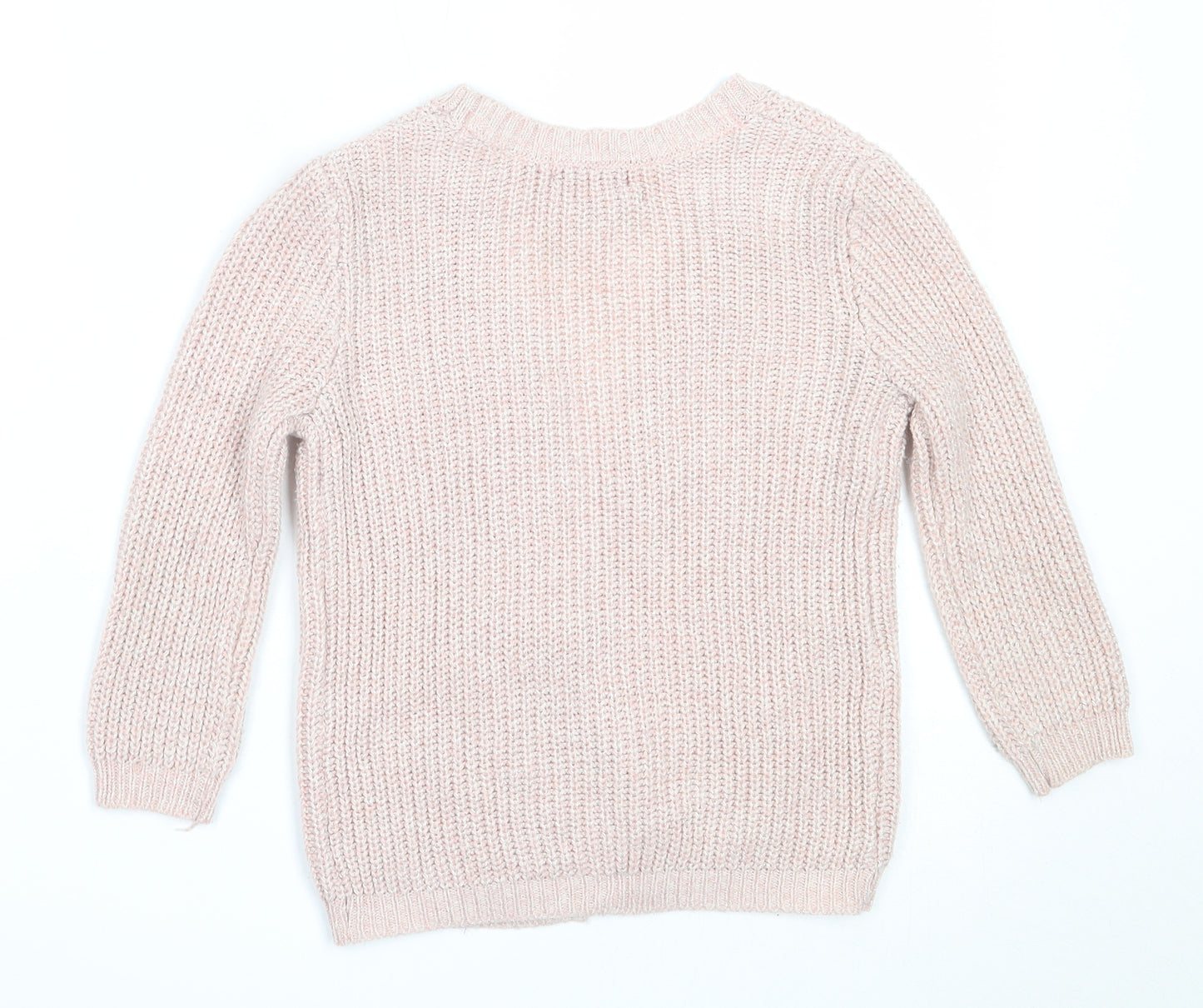 Primark Girls Pink Round Neck  Acrylic Cardigan Jumper Size 5-6 Years