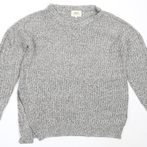 Papaya Womens Grey Round Neck  Acrylic Pullover Jumper Size L