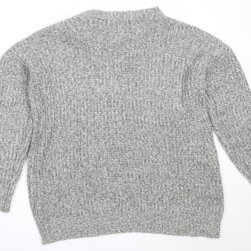Papaya Womens Grey Round Neck  Acrylic Pullover Jumper Size L