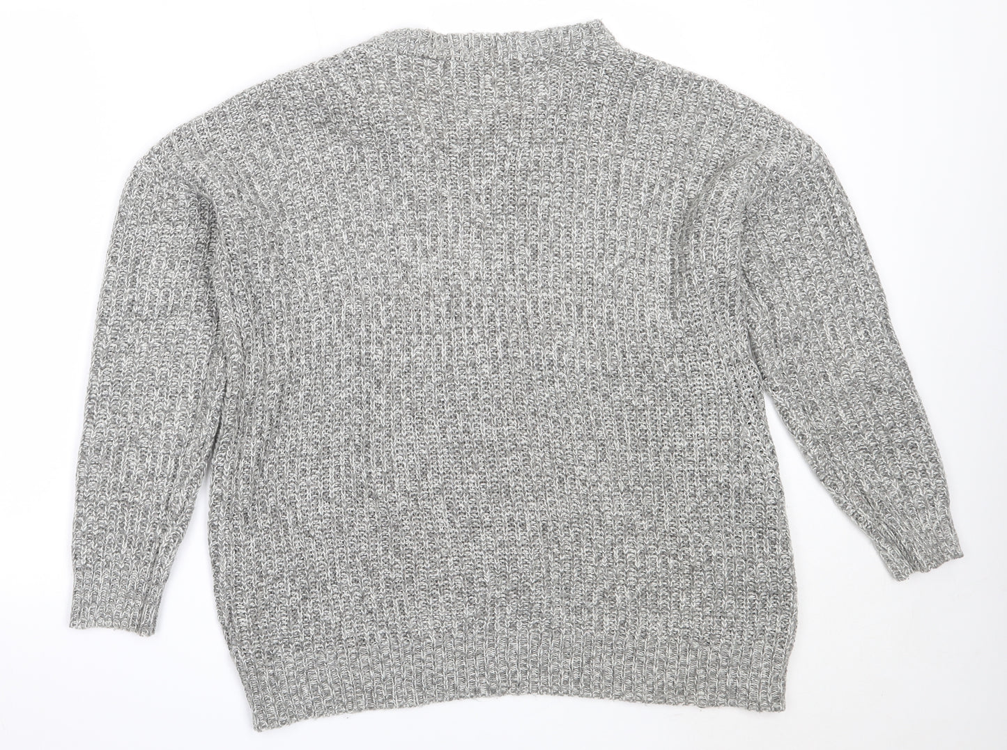 Papaya Womens Grey Round Neck  Acrylic Pullover Jumper Size L