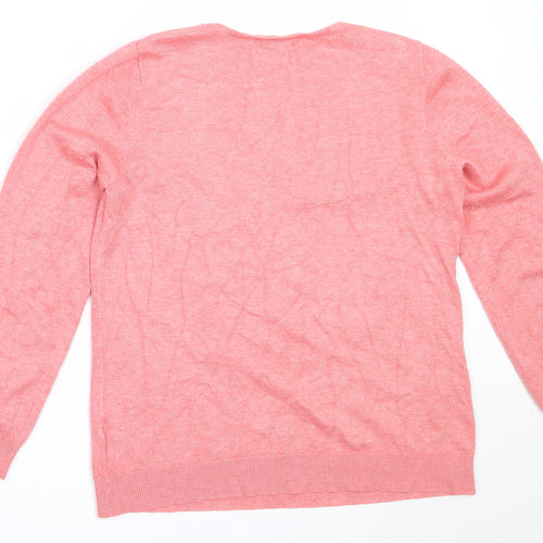 Papaya Womens Pink Round Neck  Viscose Pullover Jumper Size 12