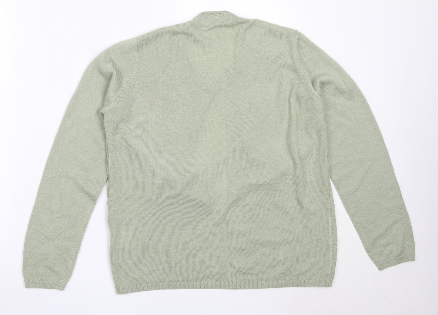 EWM Womens Green Round Neck  Acrylic Cardigan Jumper Size S