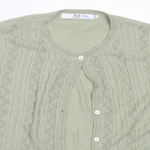 EWM Womens Green Round Neck  Acrylic Cardigan Jumper Size S