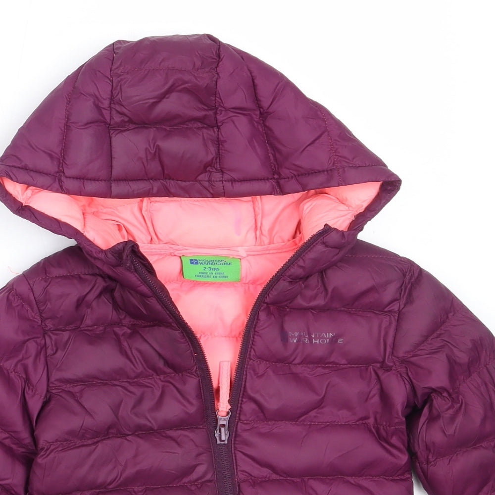 Mountain Warehouse Girls Purple   Puffer Jacket Coat Size 2-3 Years