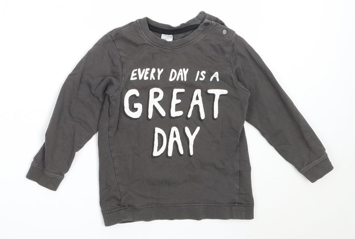 H&M Boys Grey  Cotton Pullover Sweatshirt Size 3-4 Years