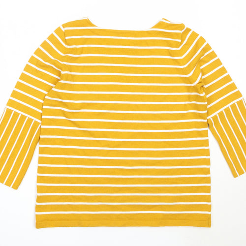 TU Womens Yellow Round Neck Striped Polyester Pullover Jumper Size 12