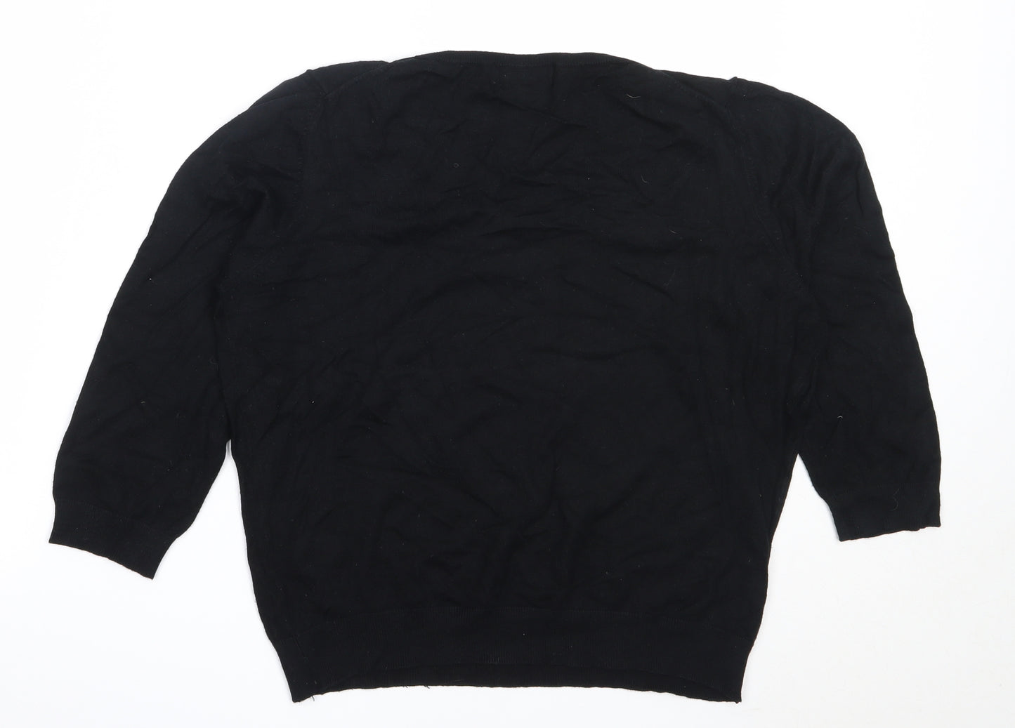 Marks and Spencer Womens Black V-Neck  Viscose Pullover Jumper Size 18