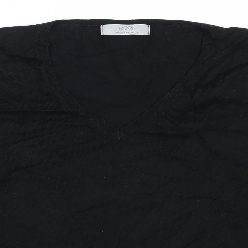 Marks and Spencer Womens Black V-Neck  Viscose Pullover Jumper Size 18