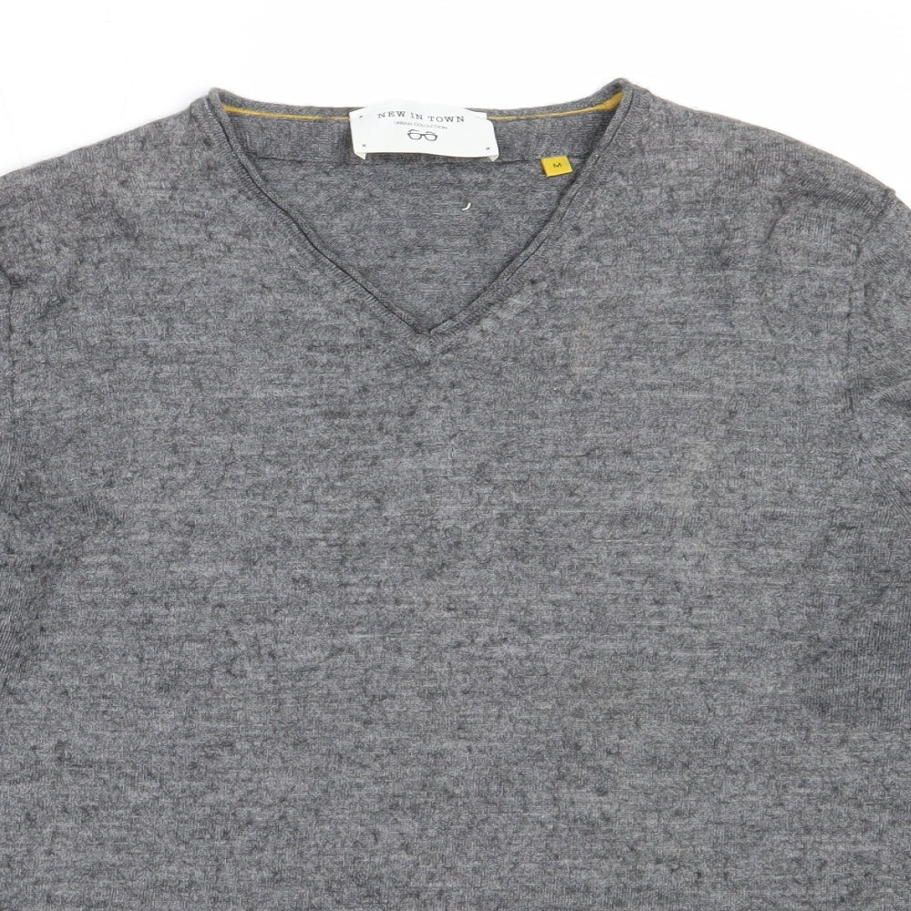 LERROS Womens Grey V-Neck  Wool Pullover Jumper Size M