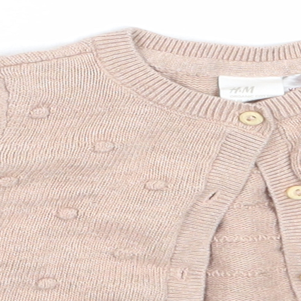 H&M Girls Pink  Cotton Cardigan Jumper Size 0-3 Months