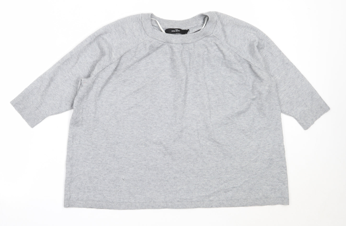 Vera Moda Womens Grey Round Neck  Viscose Pullover Jumper Size M