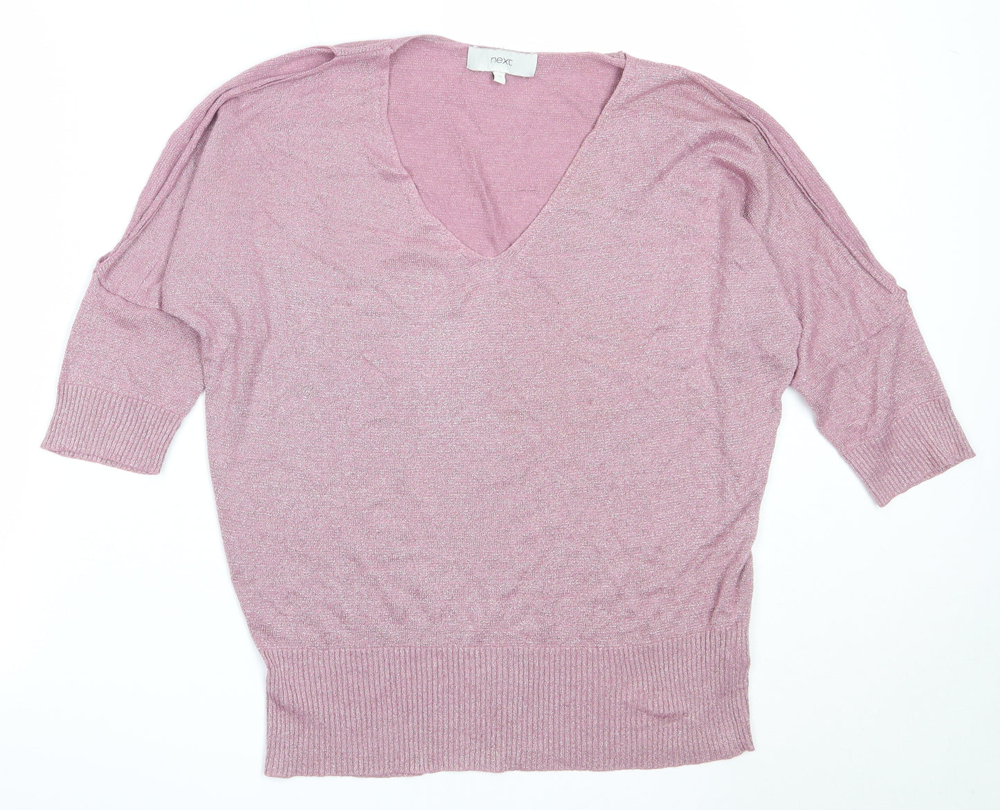 NEXT Womens Pink V-Neck  Viscose Pullover Jumper Size 14