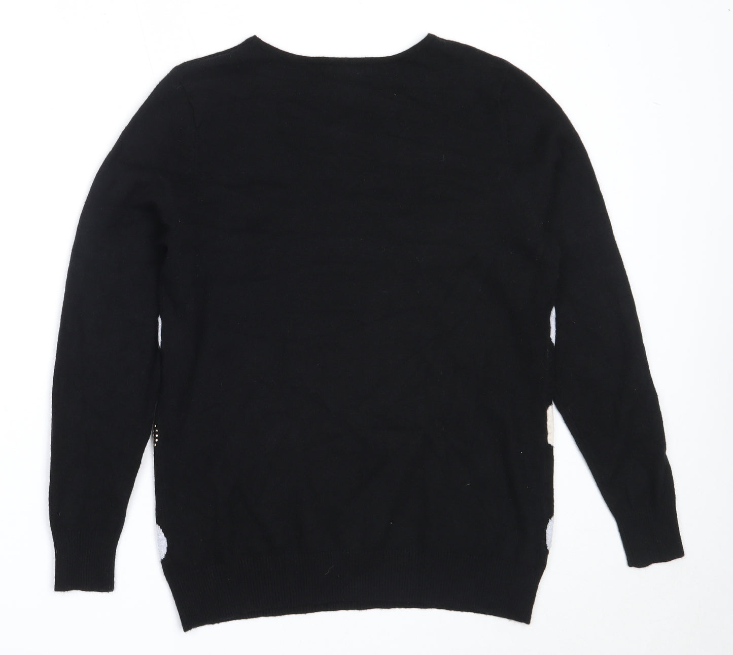 Bonmarché Womens Black Round Neck  Viscose Pullover Jumper Size S