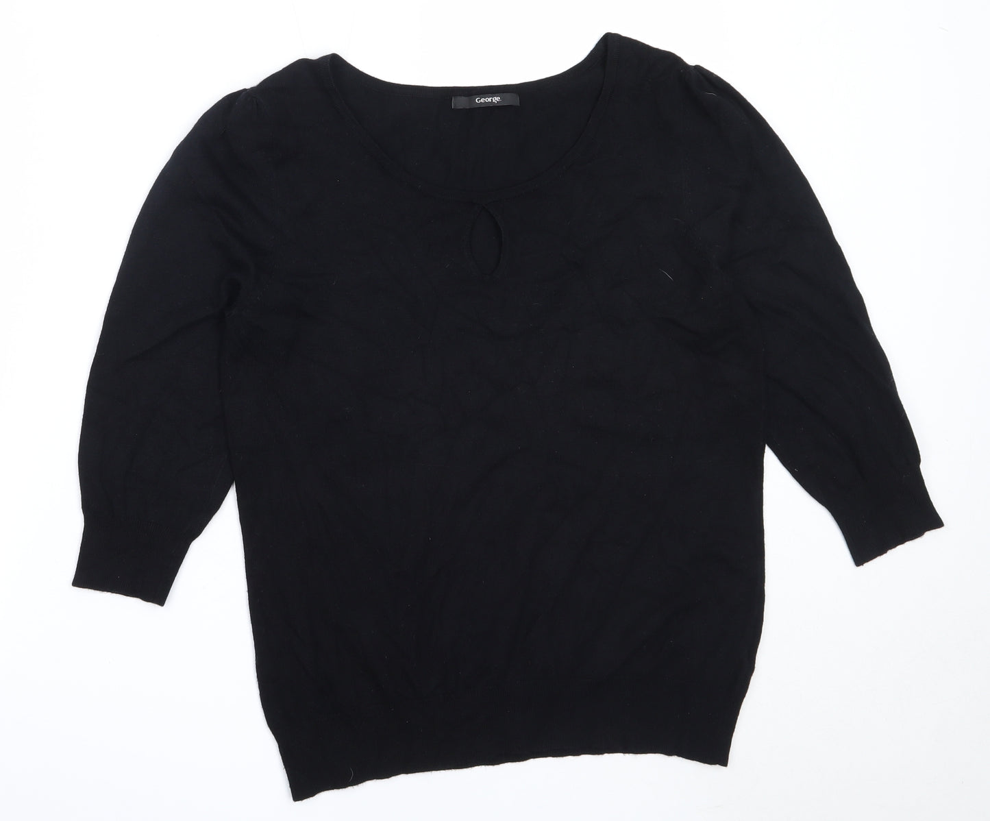 George Womens Black Round Neck  Viscose Pullover Jumper Size 16