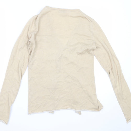 Preworn Womens Beige V-Neck  Acrylic Cardigan Jumper Size S