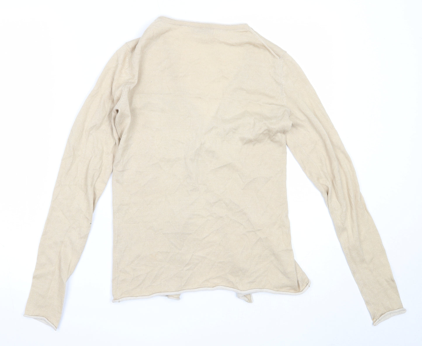 Preworn Womens Beige V-Neck  Acrylic Cardigan Jumper Size S