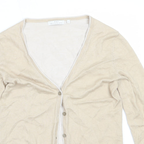 Preworn Womens Beige V-Neck  Acrylic Cardigan Jumper Size S