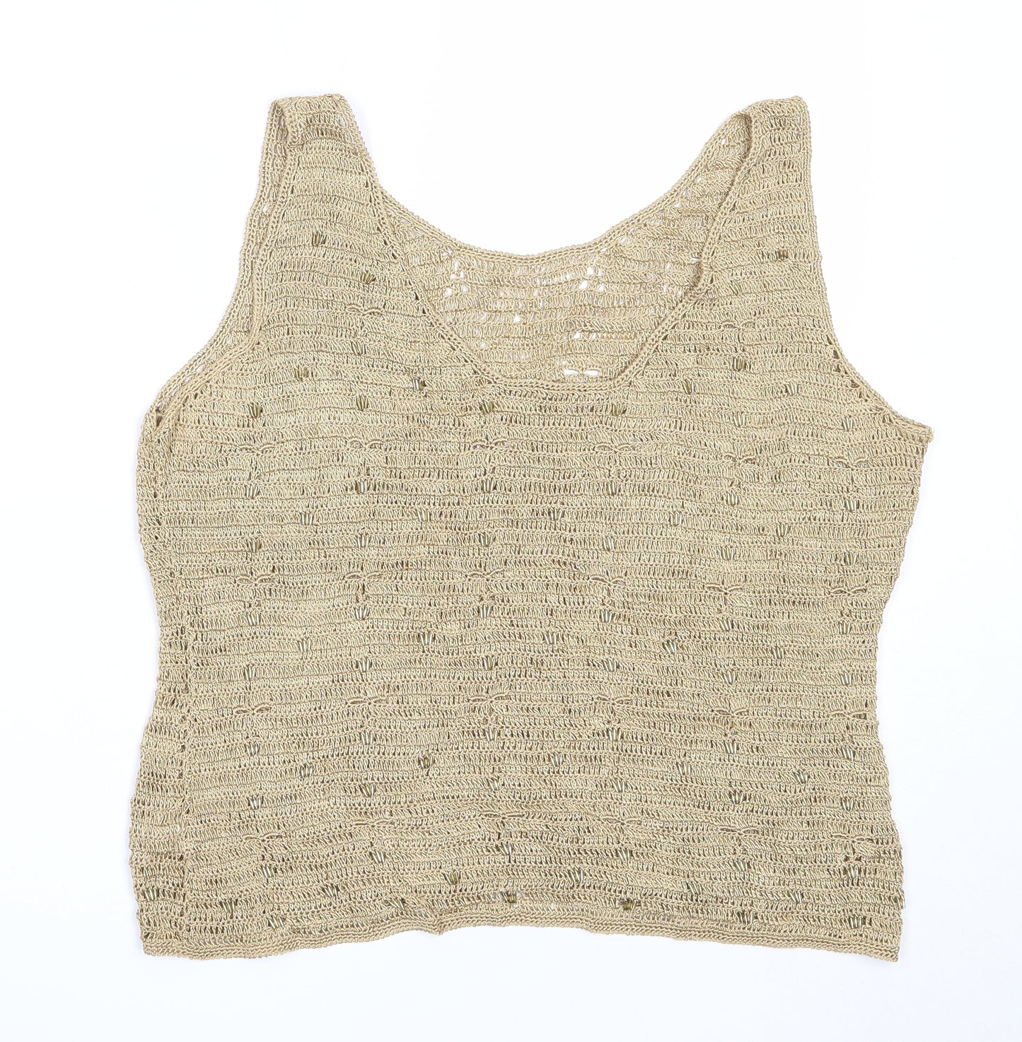 Etam Womens Beige  Viscose Basic Tank Size 16 Round Neck