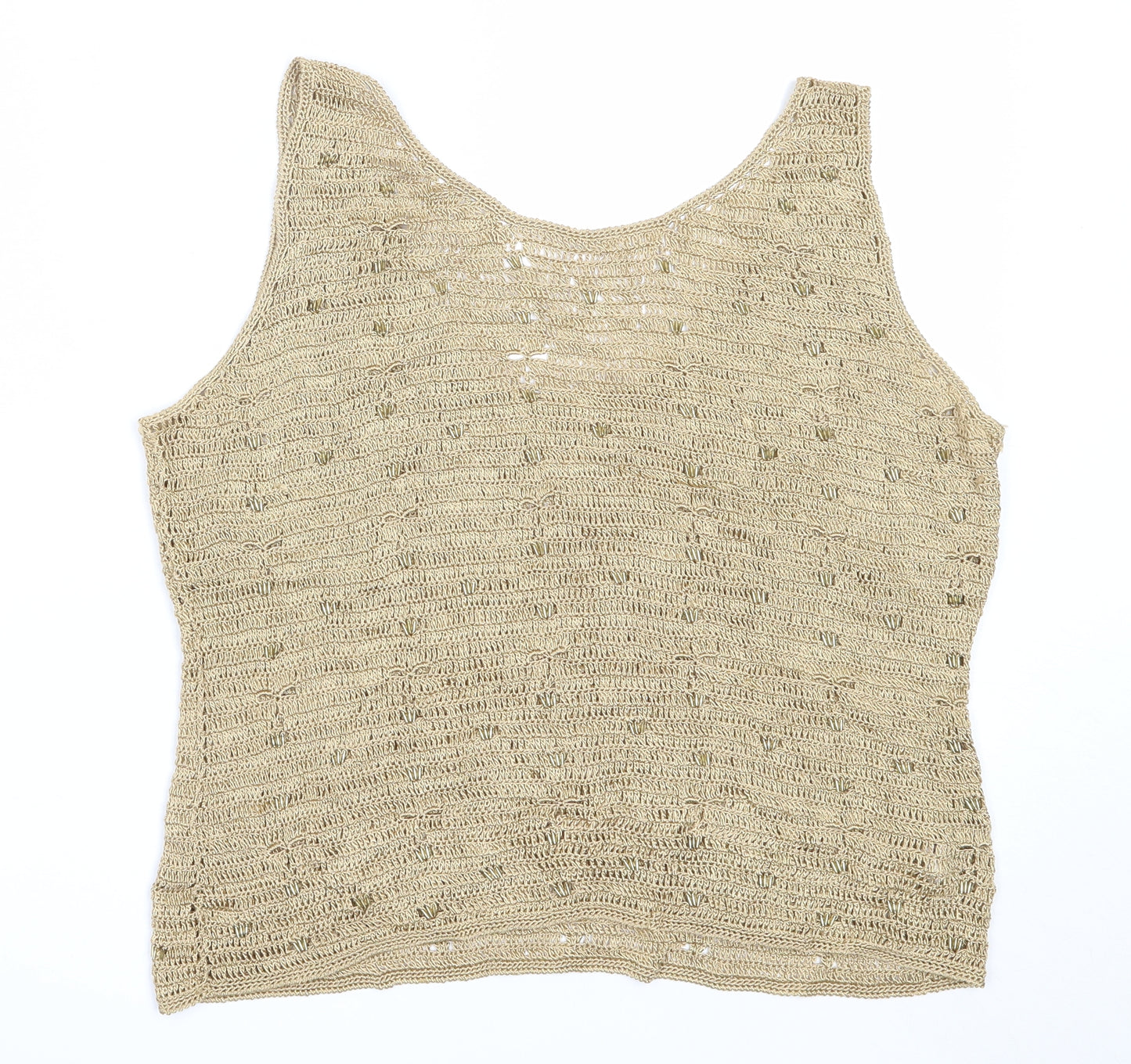 Etam Womens Beige  Viscose Basic Tank Size 16 Round Neck