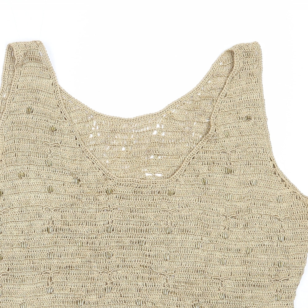 Etam Womens Beige  Viscose Basic Tank Size 16 Round Neck