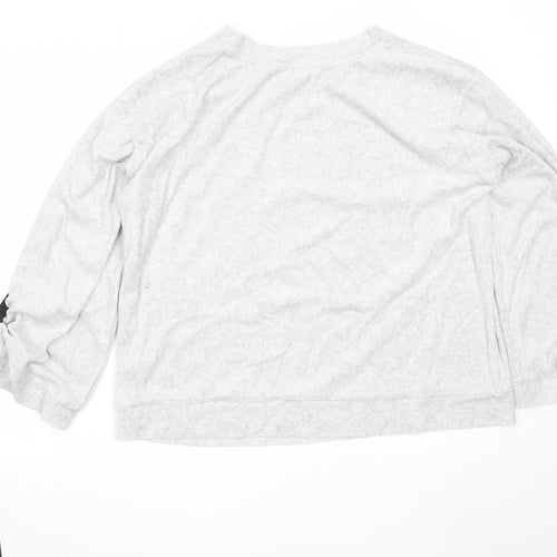 F&F Womens Grey Solid Cotton Top Pyjama Top Size 18